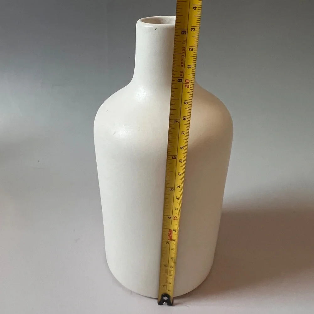 West Elm Matte White Ceramic Bud Vase Minimalist Modern Decor 9